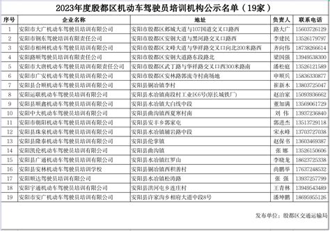 2023年度殷都区机动车驾驶员培训机构公示名单_殷都区人民政府