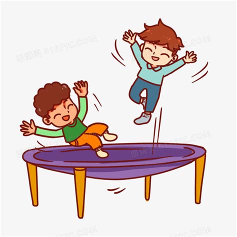 快乐的孩子们跳上充气蹦床高清图片下载-正版图片504574511-摄图网