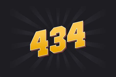 Number 434 vector font alphabet. Yellow 434 number with black ...
