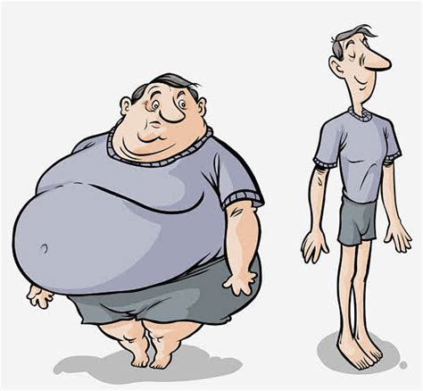 卡通胖子瘦子对比素材图片