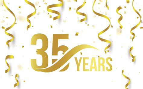 35 years anniversary celebration logotype golden Vector Image