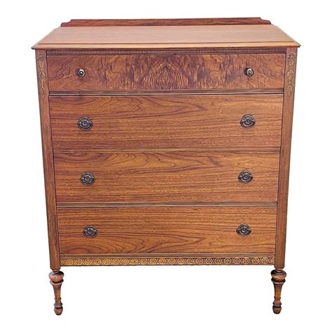 Vintage Art Deco Tall Walnut Wood Dresser | 2bModern | Amherst, NH