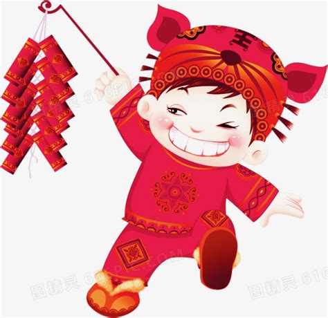 新年 春节小孩放鞭炮素材图片免费下载-千库网
