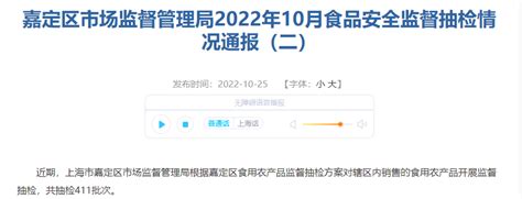 上海市嘉定区市场监督管理局通报2022年10月食品安全监督抽检情况（二）-中国质量新闻网