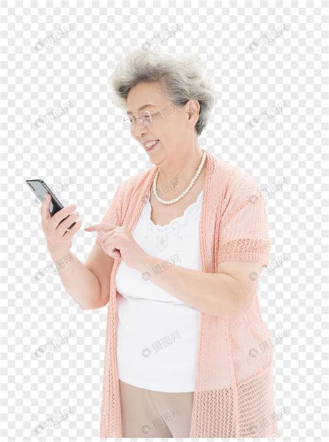 老年奶奶使用手机元素素材下载-正版素材400584068-摄图网