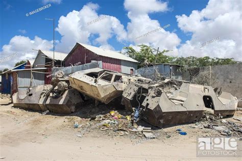 Destroyed tanks in the streets of Mogadishu, Somalia, Africa, Stock ...
