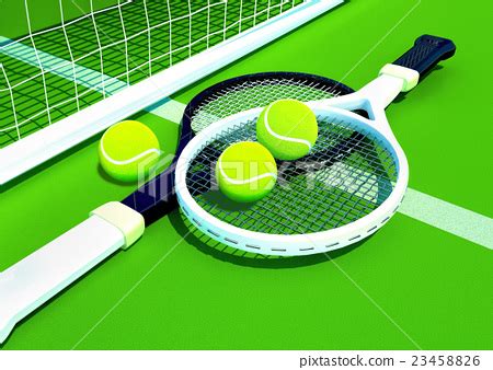 Tennis, racket, tennis, grass, court - Stock Illustration [23458826 ...