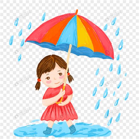小女孩 撑伞 下雨天元素素材下载-正版素材401229498-摄图网