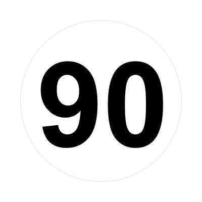 Number 90 White Black Stickers, Magnet | Wacky Print