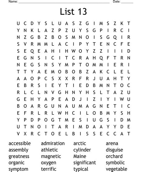 Vocabulary list 13 Crossword - WordMint