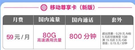 中国移动59元套餐介绍 移动尊享卡80G流量+800分钟通话-唐木木博客