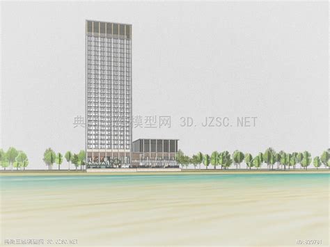 建筑 江河 海洋 设计效果图平湖国际滨湖酒店SU模型 SU建筑三维模型SU模型