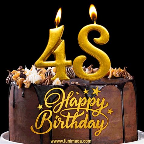 Happy 48th Birthday Cake GIF and Video with sound free download | Funimada.com