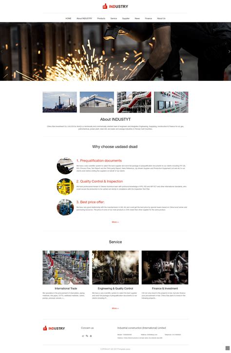 工程公司网页模板，工业类网站设计模板-17素材网