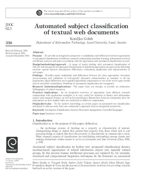 (PDF) Automated subject classification of textual web documents ...