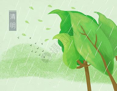 绿色清新唯美春天惊蛰郊外下雨小孩打伞插画图片素材免费下载 - 觅知网
