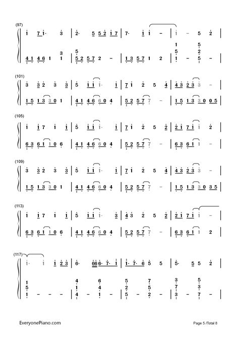 Letter song-致十年后的我-初音ミク双手简谱预览5-钢琴谱文件（五线谱、双手简谱、数字谱、Midi、PDF）免费下载