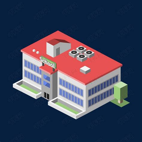 学校教学楼建筑物插图素材图片免费下载-千库网