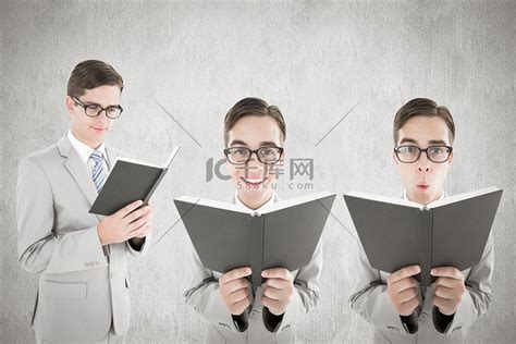 书呆子随身携带书本男性眼镜文件夹成人红色图书学习学生商业学校高清图片下载-正版图片320818627-摄图网