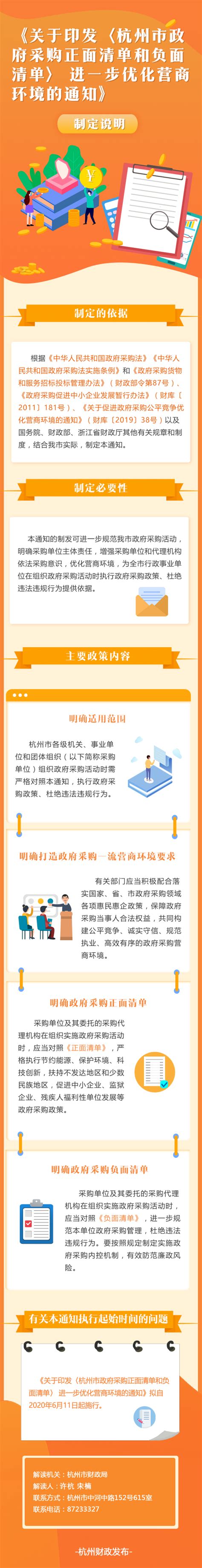 《关于印发〈杭州市政府采购正面清单和负面清单〉 进一步优化营商环境的通知》图文政策解读