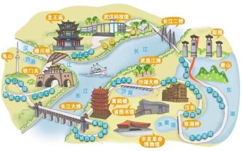 手绘武汉旅游地图图片素材免费下载 - 觅知网