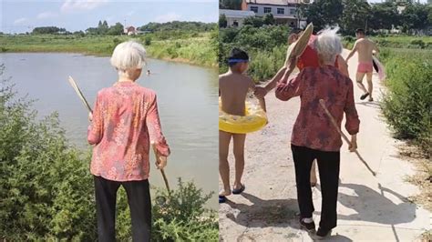 五十多岁的孙子野泳，被奶奶知道后拿着棍子追打，网友：幸福的管教_腾讯视频