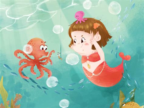 一只人鱼公主的故事_米唐插画设计-站酷ZCOOL