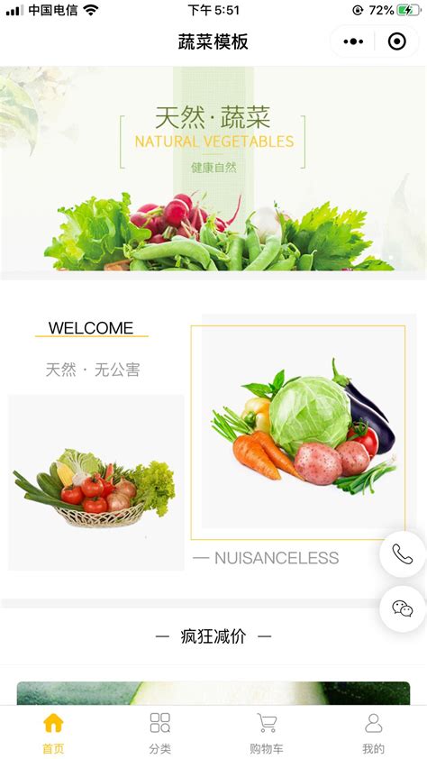 蔬菜商城微信小程序模版试用服务