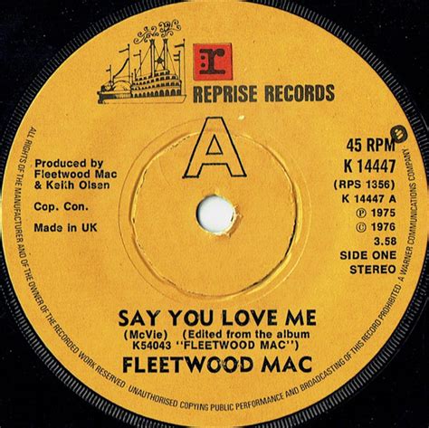 Fleetwood Mac - Say You Love Me (1976, Vinyl) | Discogs