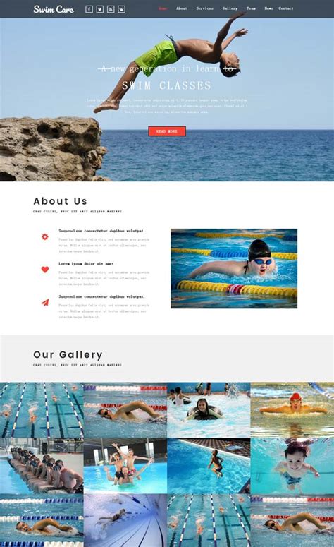 游泳训练中心整站网站模板是一款大气宽屏风格的游泳网站模板素材下载。_金屋文档