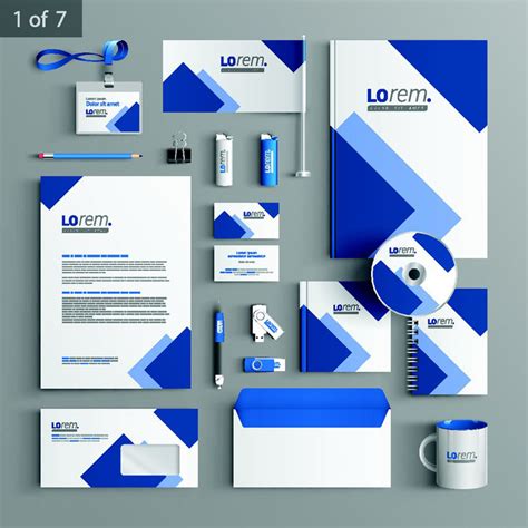 蓝色风格企业VI设计矢量素材 - 爱图网