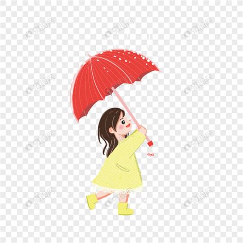 二十四节气雨水下雨穿雨衣的小孩素材图片免费下载-千库网