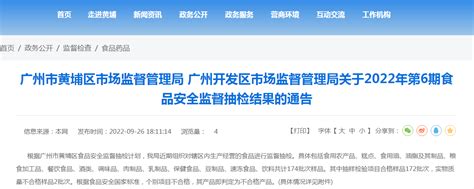 广州市黄埔区市场监督管理局 广州开发区市场监督管理局关于2022年第6期食品安全监督抽检结果的通告-中国质量新闻网