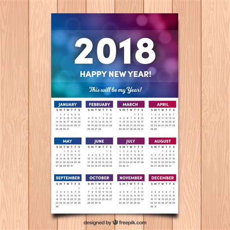 2018年年历矢量模板集合（二） Calendar Template for 2018 – 设计小咖