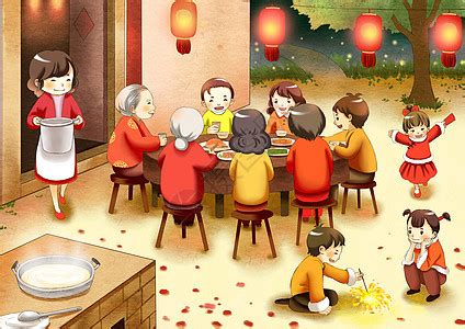 春节阖家团圆插画插画图片下载-正版图片400069382-摄图网