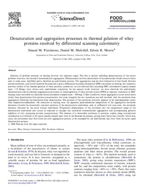 (PDF) Denaturation and aggregation processes in thermal gelation of ...