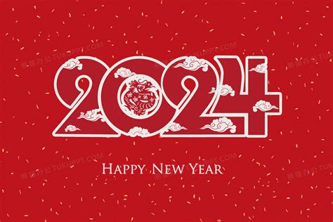 红色新年2024喜庆剪纸风龙年插画图片素材下载_psd格式_熊猫办公