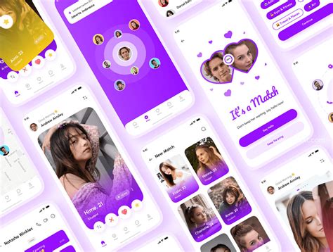 紫色同城社交交友约会App UI套件设计模板 - 25学堂