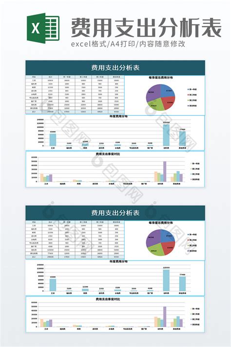 蓝色简约财务运营数据报告分析图表模版Excel模板下载_熊猫办公