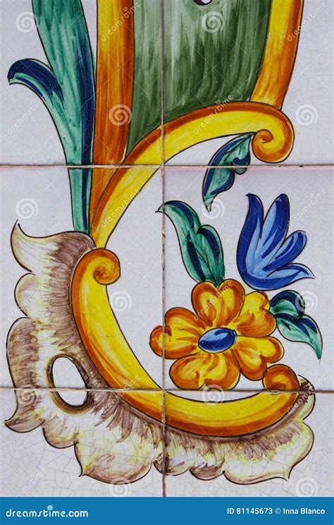 Detail of the Traditional Tiles from Facade of Old House Stock Image ...