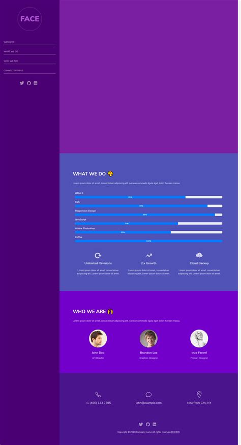紫色全屏形式html5个人简历网页模板代码下载