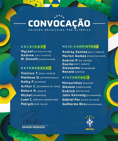 巴西U23奥预赛大名单：恩德里克领衔，安德雷&达尼洛在列