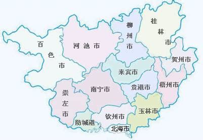 广西省区域地图矢量素材,广西地图,桂林,柳州,河池,百色,贵港