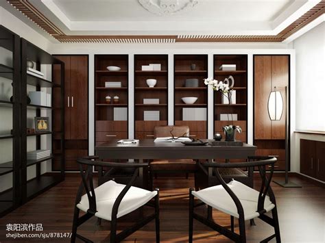 中式书房设计表现|空间|室内设计|钨丝灯泡 - 原创作品 - 站酷 (ZCOOL)
