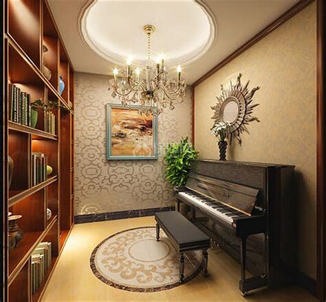 黑色气质钢琴室内装修效果图图片免费下载_红动中国