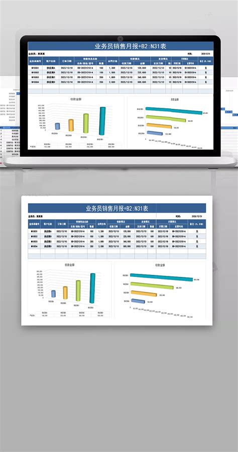 简洁大气公司业务员销售业绩月报表Excel表格_豚设计-站酷ZCOOL