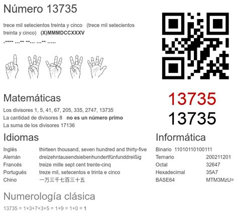 13735 número, significado y propiedades - numero.wiki