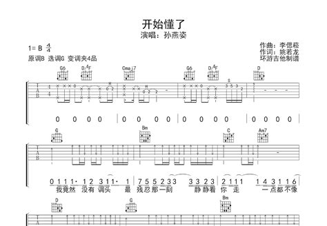 开始懂了吉他谱_阿冗_C调弹唱83%单曲版 - 吉他世界