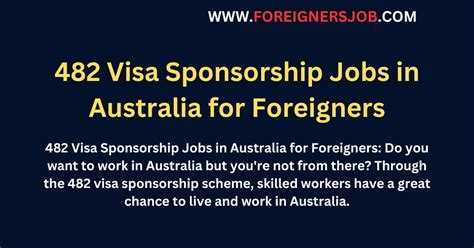 Subclass 482 visa - Employer Sponsored Visa for working in Australia