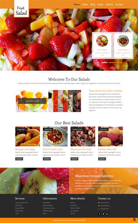 水果沙拉餐厅网站模板是一款适合美食行业HTML5网站模板下载。_金屋文档